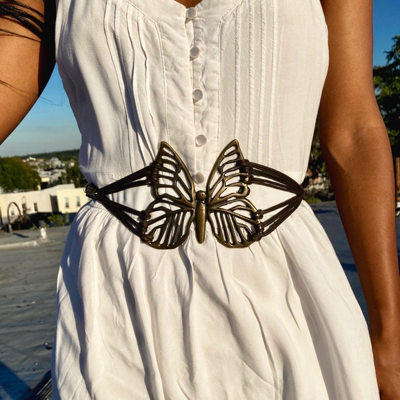 Italian Big Butterfly Plaque Waist Tie Belt main image 6